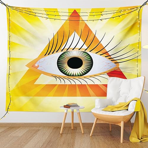 Miniatura 56 de Ambesonne Tapiz de fantasía, paisaje de fantasía con reloj, rayos de cielo de ensueño desde el techo, arte ficticio, colgante de pared ancho para