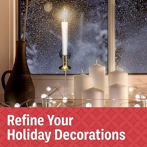 Miniatura 8 de Holiday Joy Kit de velas para ventana, paquete de velas eléctricas de 6 a 9 pulgadas de alto con sensor automático integrado, 2 bombillas y soporte