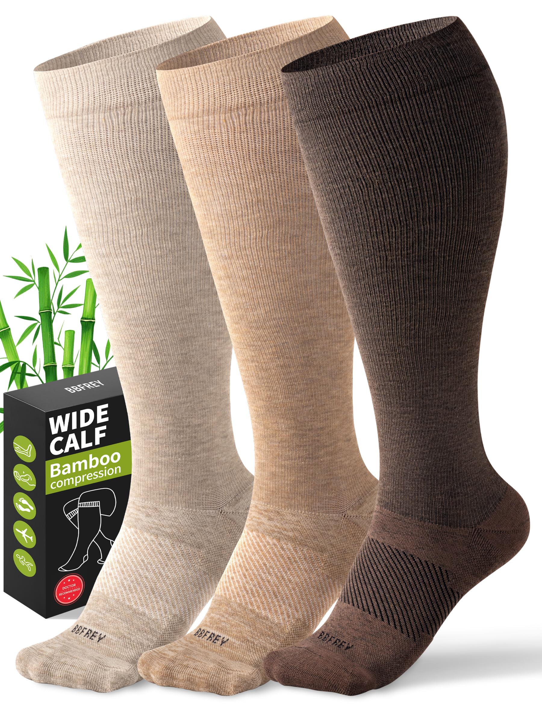 Photo 1 of Bbfrey Compression Socks - Bamboo Viscose Knee High, 3 Pairs