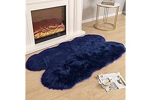 Cozy and Plush Blue Faux Sheepskin Rug for Your Dream Space