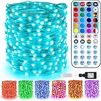 Vista 1 de Brizled - Luces de hadas que cambian de color, 66 pies / 20 metros, 200 luces LED de Navidad con control remoto, luz RGB parpadeante ajustable, luz