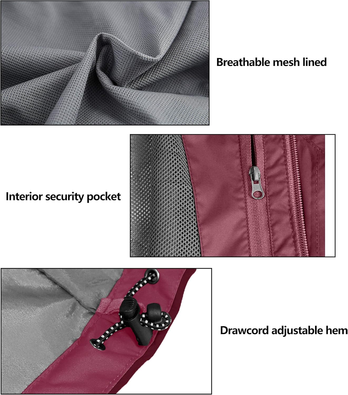 Little Donkey Andy Women’s Waterproof Rain Jacket Lightweight Outdoor Windbreaker Rain Coat Shell for Hiking, Travel Tango Red L - Image 5