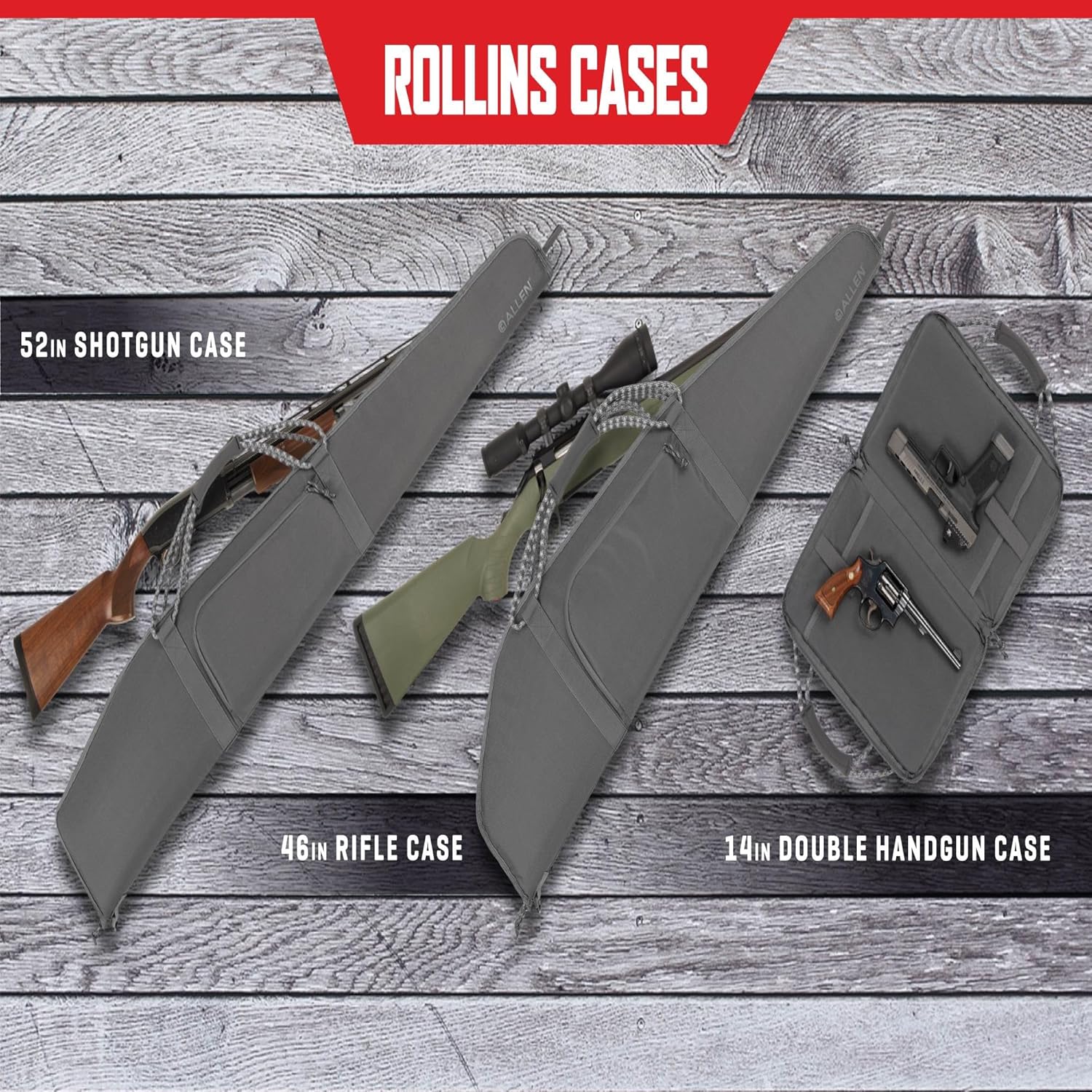 Allen Company Rollins Gun Case – 46" Rifle or 52" Shotgun Lockable Soft Gun Case with Dense Foam Padding, Exterior Gear Pocket, Padded Carry Handle, Gray - Image 13