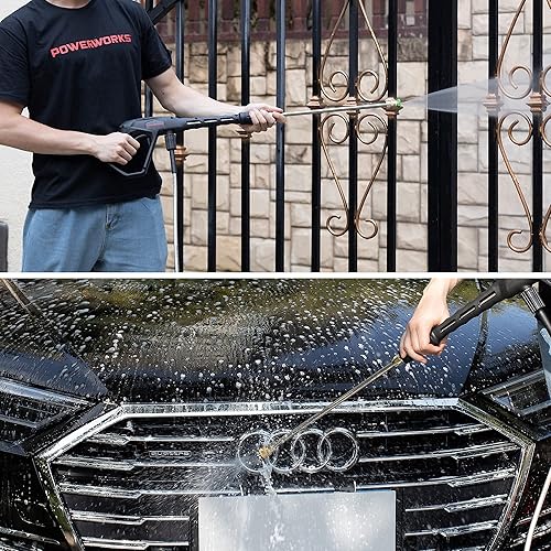 Miniatura 6 de POWERWORKS 2000 PSI 1.2 GPM - Lavadora a presión eléctrica, para automóvilterrazaventana (negro y rojo)