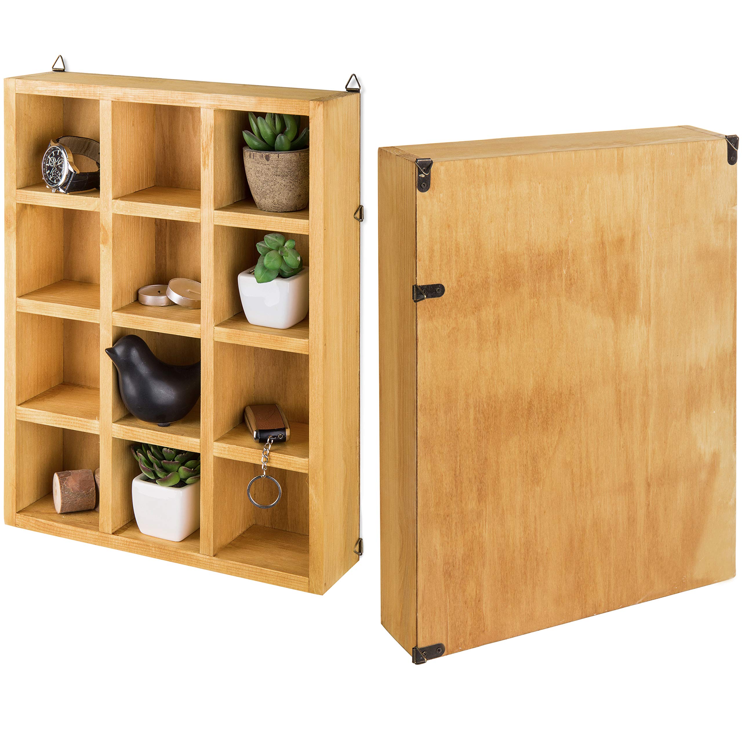 Buy MyGift Wood Shadow Box 16x12, Wall Mounted Display Shelf with 12