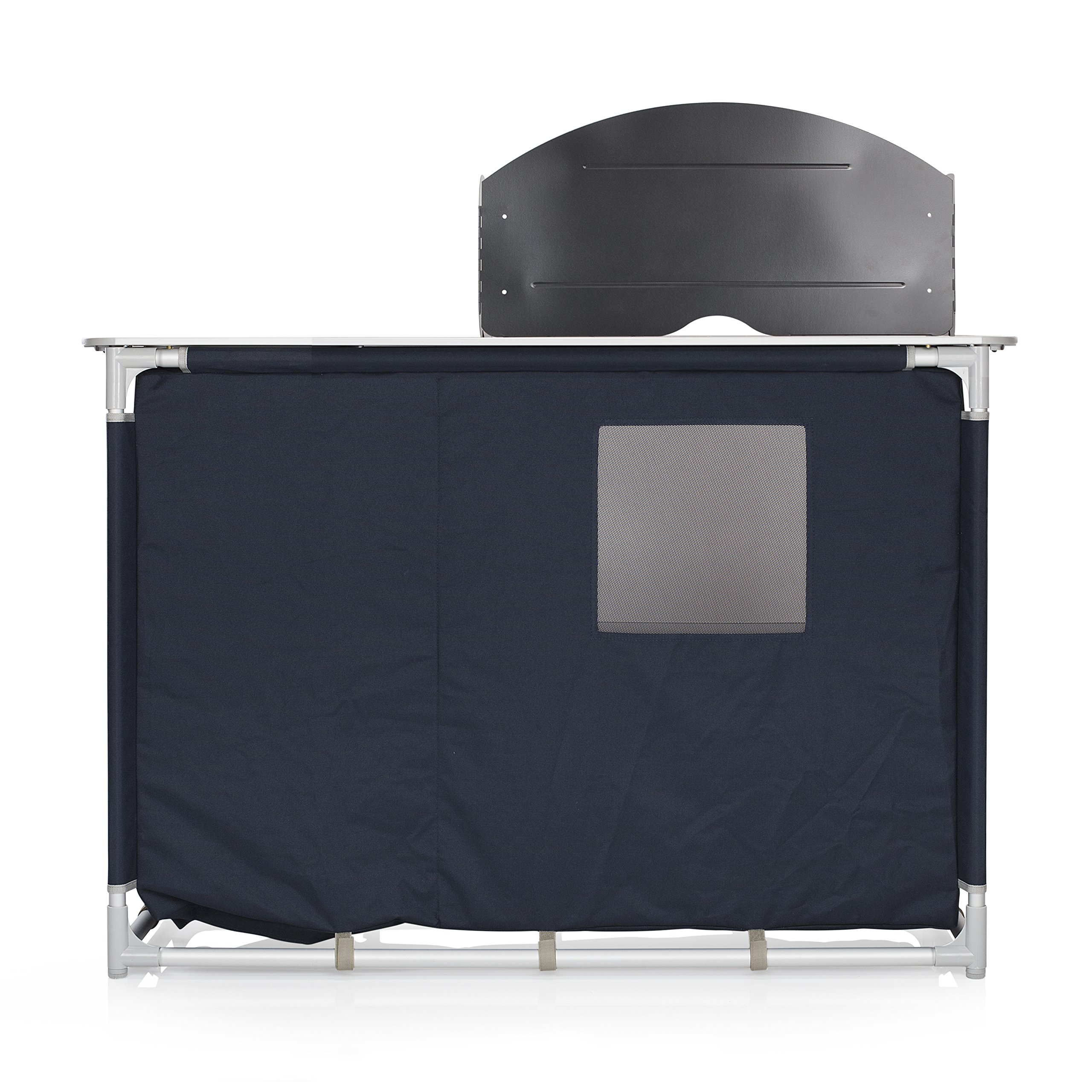 Campart Cucina da campeggio con lavandino e paravento KI-0753 Blu