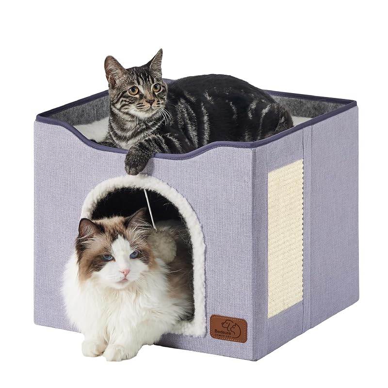 Casa para Gatos Bedsure com Plataforma, Arranhador de Sisal e Bola Pendente Cloud Purple – 1 unidade