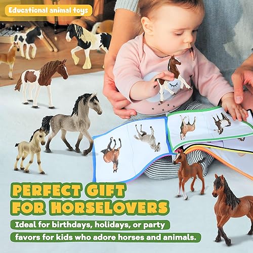 Miniatura 8 de Juego de 10 figuras de caballo realistas para niños pequeños, regalo educativo para niños, regalos perfectos para fiestas, figuras de animales,
