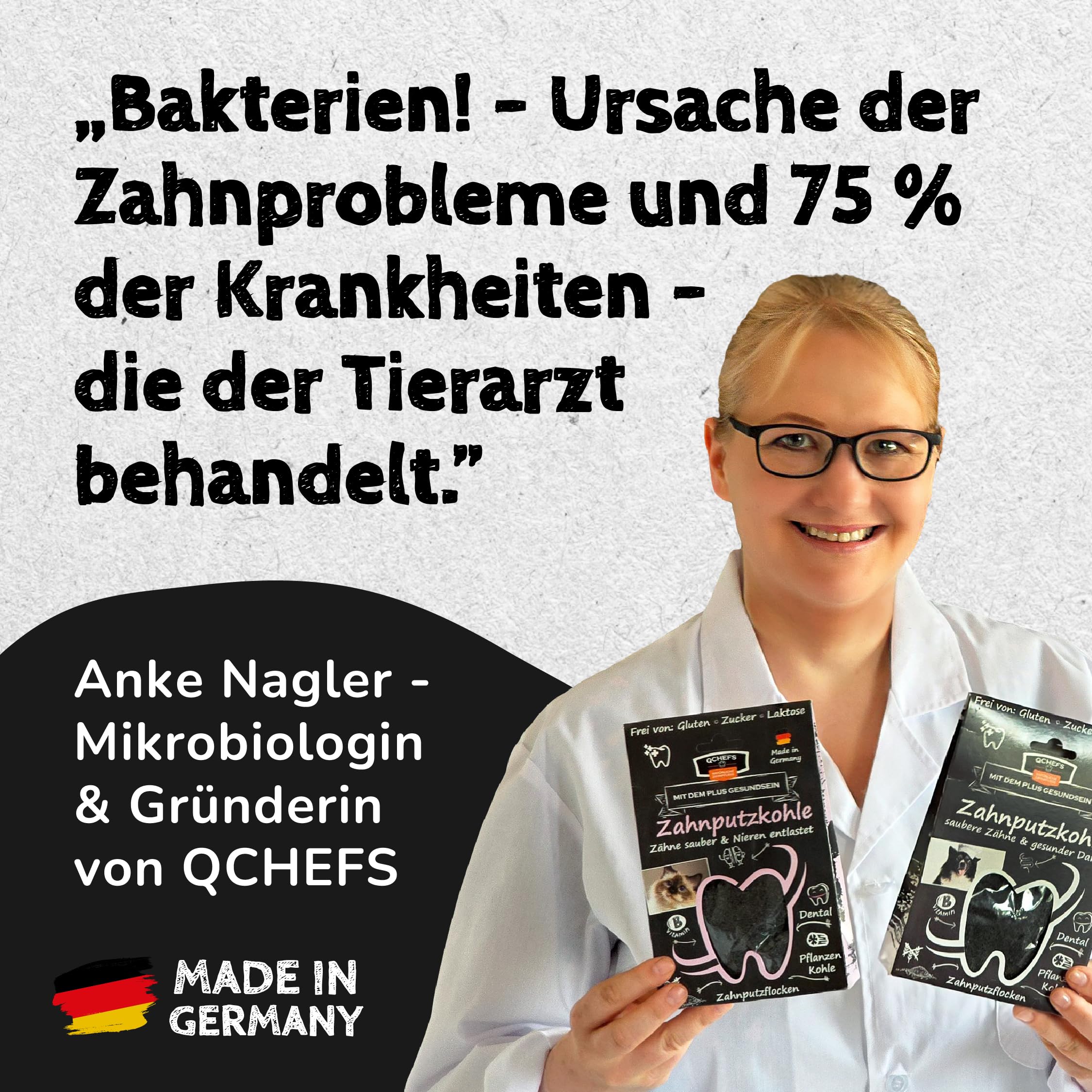 QCHEFS Starterbox für Hunde Pulver für Zahnpflege und Darmgesundheit zugleich bei Erbrechen, Blähungen und Durchfall
