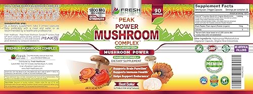 Miniatura 7 de FRESH HEALTHCARE Suplemento de hongos - Melena de león, Cordyceps, Reishi, cola de pavo y Shitake - Apoyo inmunológico y cerebral - Suplemento de