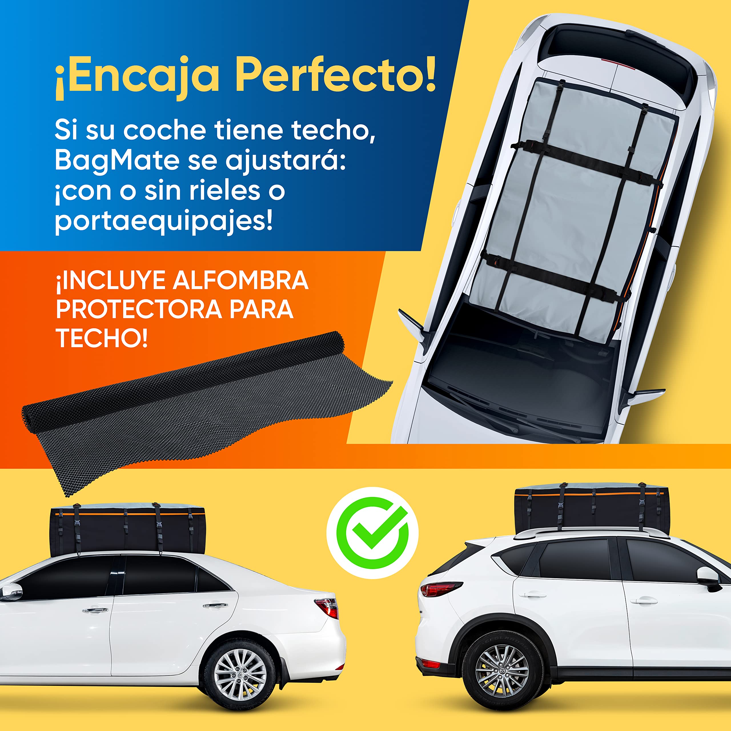 Rhino Bagmate Bolsa De Techo XL 540L (19 Pies Cúbicos). Protección UV 100% Impermeable. Cofre Techo Coche Extremadamente Duradero para Todos Los Coches con Techo