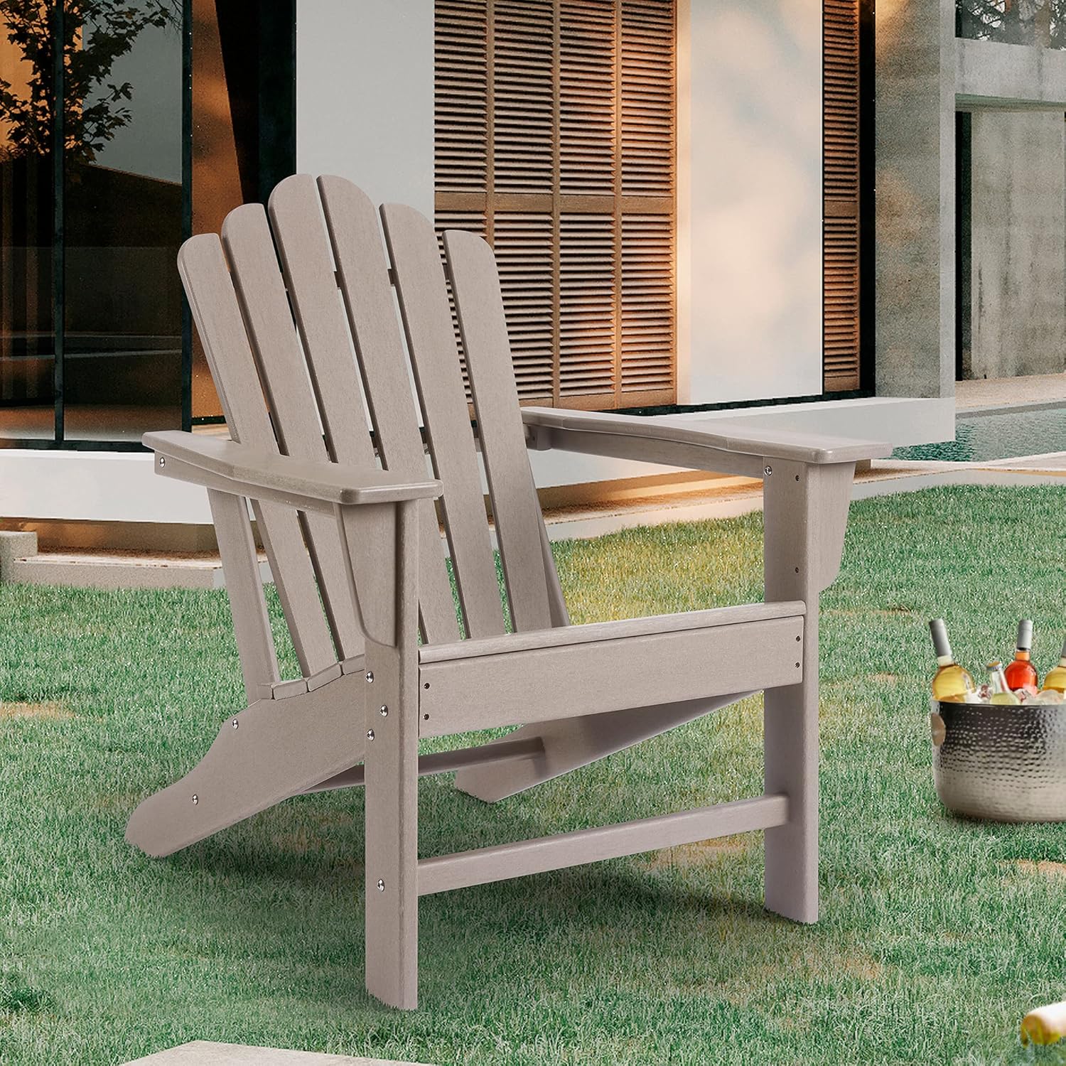 Adirondack Chair Patio Chairs Lawn Chair Outdoor Chairs Adirondack Chair Weather Resistant Furniture for Yard Patio Deck Garden, Backyard & Lawn Furniture Porch and Lawn Seating (Brown, Set of 1)