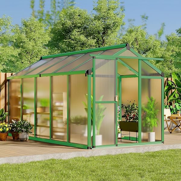 6x10 FT Polycarbonate Greenhouse with Roof Vent