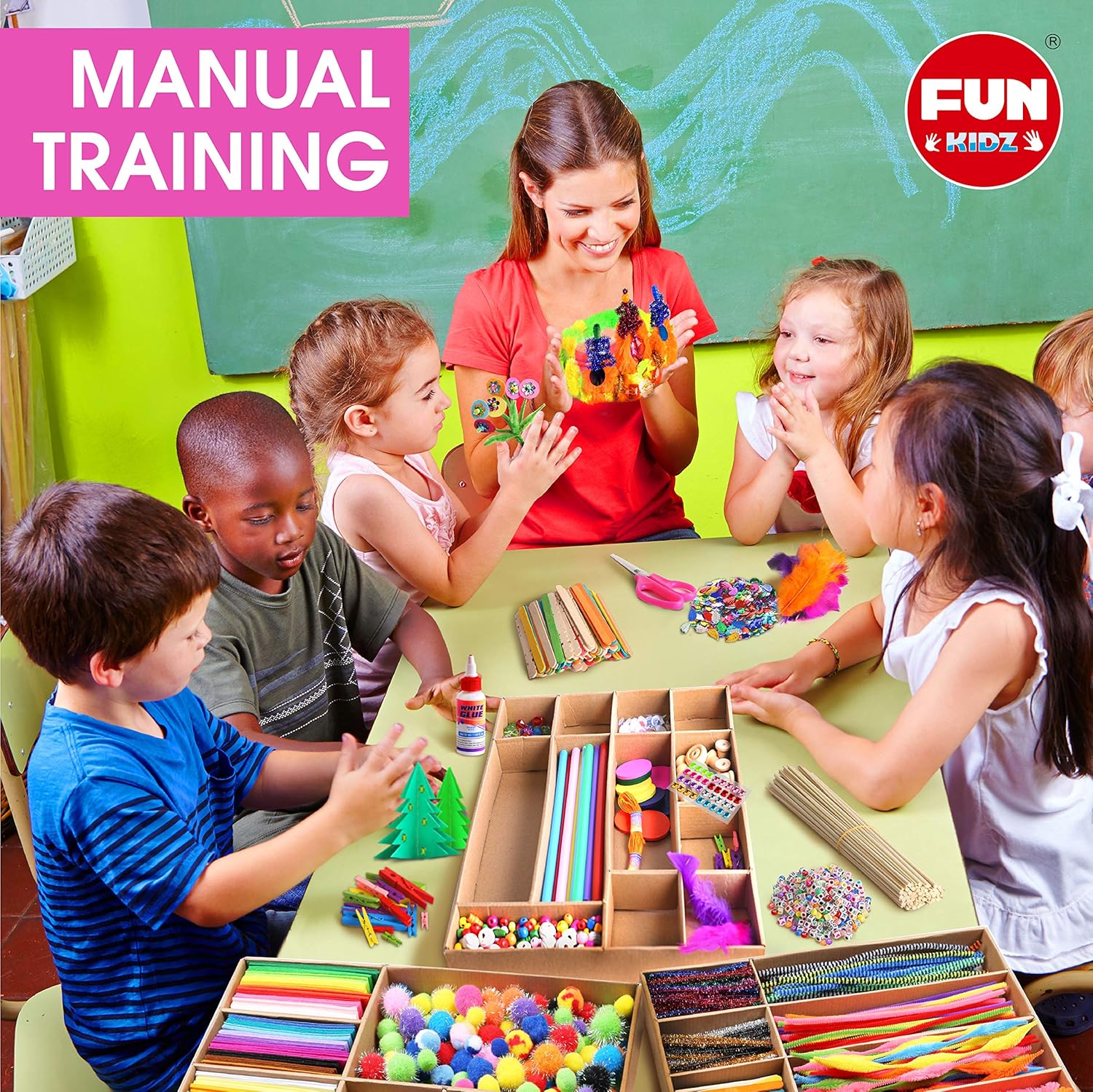 3 Layers Jumbo Arts and Crafts Supplies Warehouse, Funkidz 1500+ Premium Huge Craft Materials Kit for Kids Big Creative Activities Gift Stuff for Boys and Girls : Toys & Games