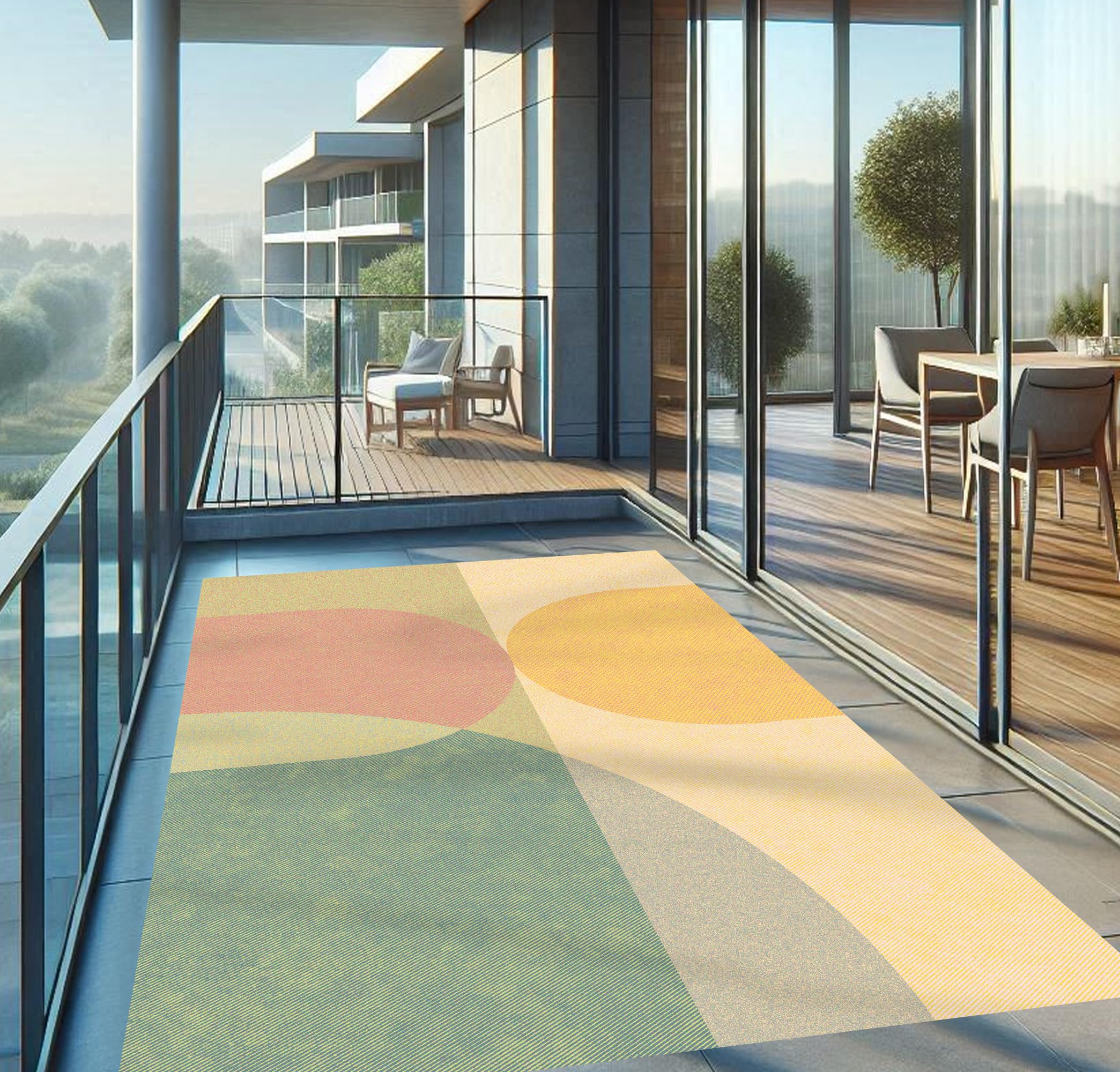 VINILIKO Design | Tapis vinyle abstrait Mojave 100 x 150 cm - Intérieur et extérieur, antidérapant, imperméable, lavable, plusieurs tailles - Vinyle pour salon, terrasse