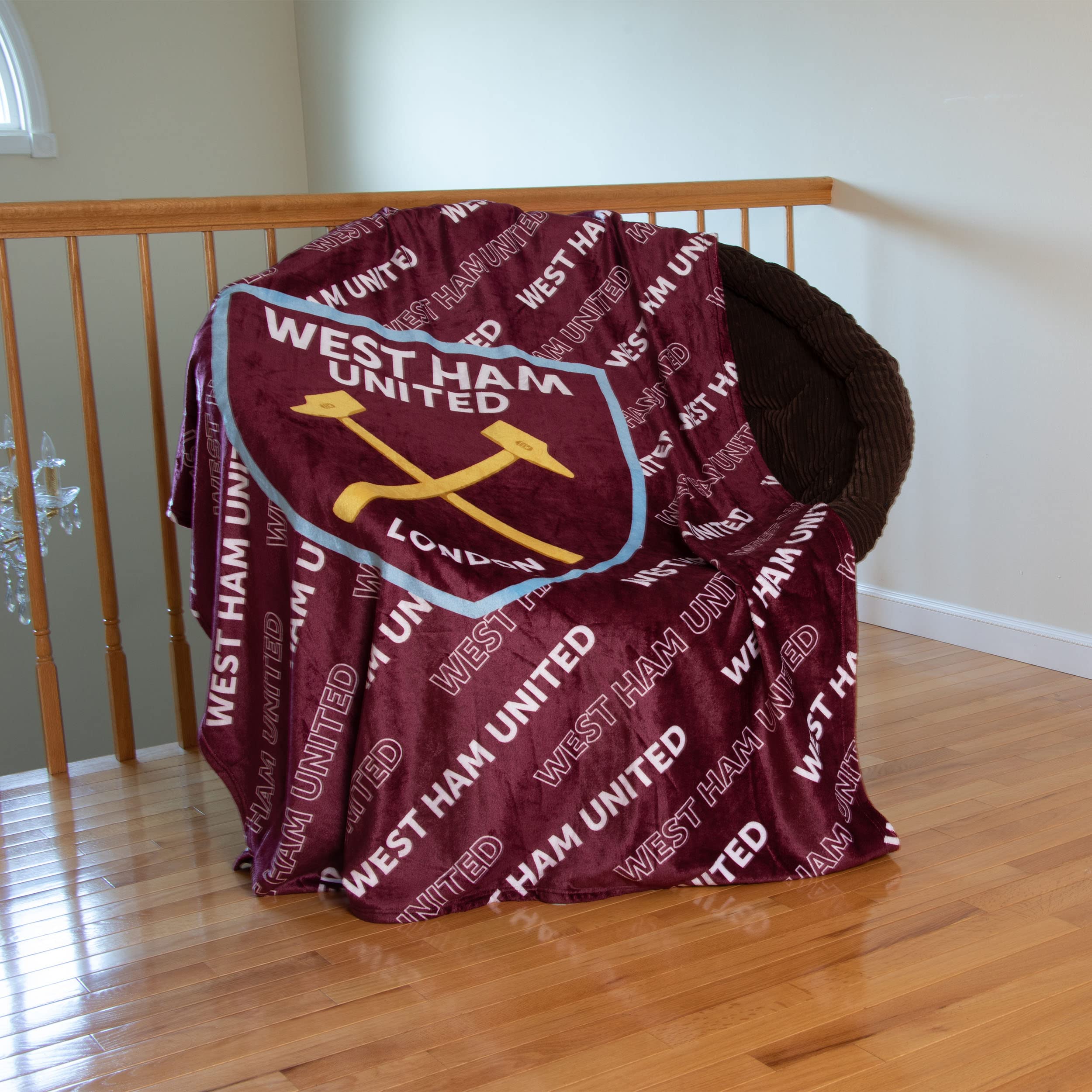 FOCO Offizielles Lizenzprodukt West Ham United FC Supreme Slumber Plüsch-Überwurfdecke