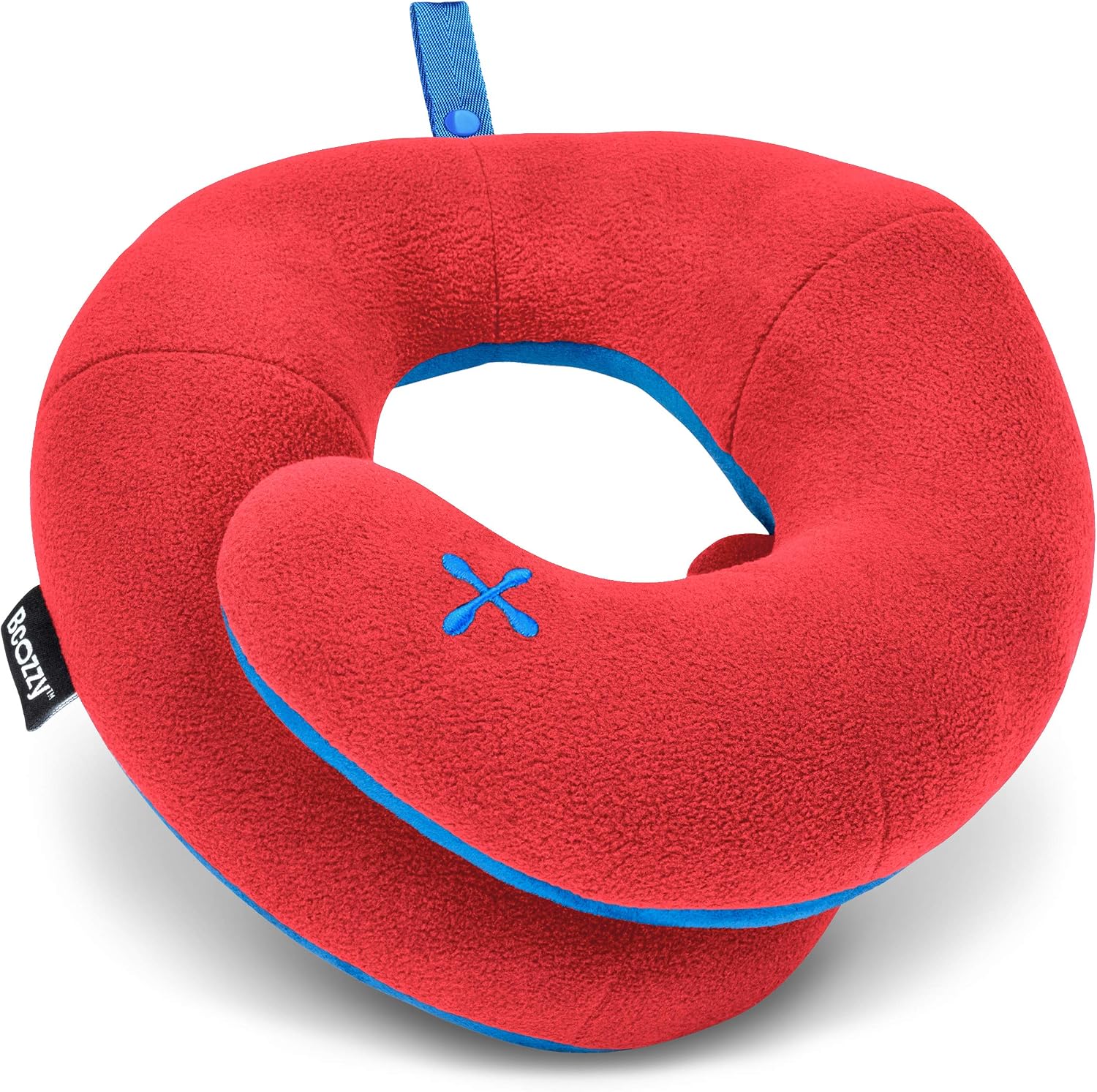 BCOZZY Kids Chin Supporting Travel Pillow for 3-7 Y/O -Stops The Head from Falling Forward– Comfortable Road Trip Essential. Soft, Washable, Small Size, Red