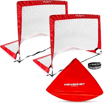 Powernet Soccer Goal, Set of 2 Pop Up Goals for Backyard, Kids Outdoor Indoor Soccer Net, Portable Training Equipment, Collapsible Mini Goalie Net 3 Sizes