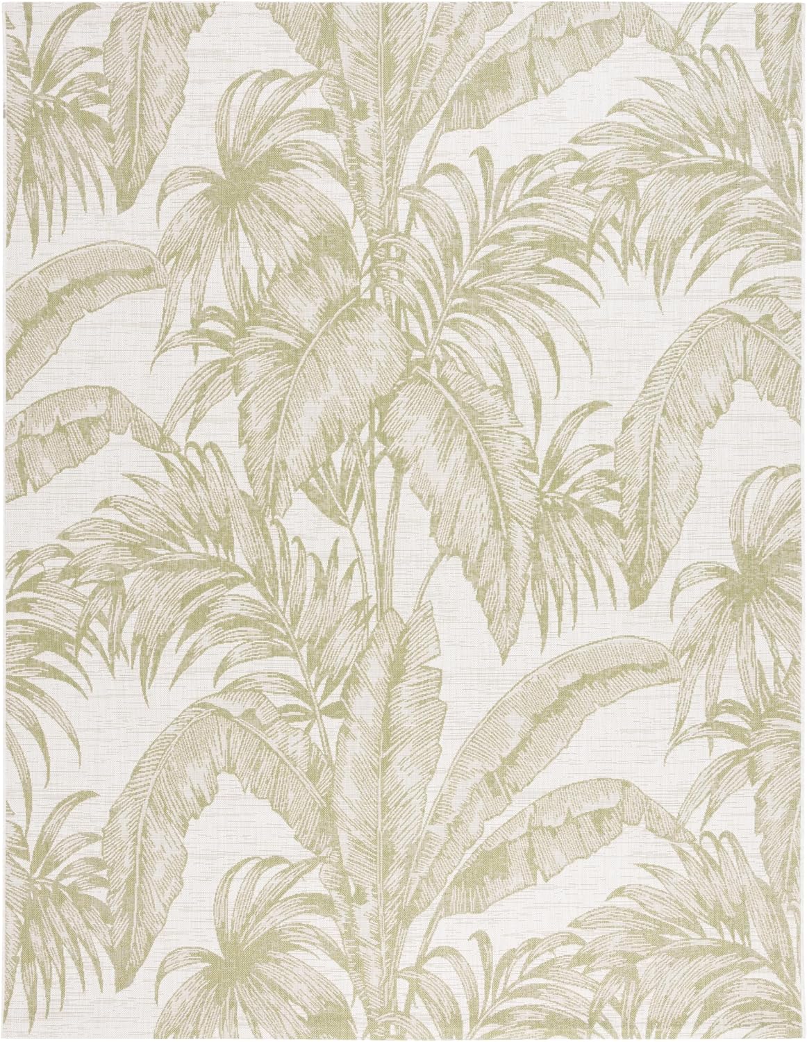 SAFAVIEH Washable Rug Outdoor Courtyard Collection - 8' x 10', Ivory & Green, Non-Shedding & Easy Cleaning, Ideal for Patio, Backyard, Mudroom, Dining Space (CY6373-527)