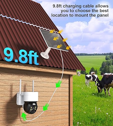 Miniatura 5 de Ankway Panel solar para cámara de seguridad Paneles solares de 5 W para cámaras con cable de carga de 9.8 pies, puerto tipo C de 5 V, cargador de