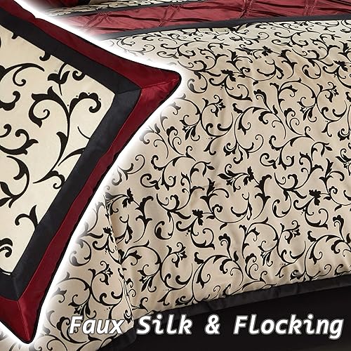 Miniatura 2 de Grand Avenue Juego de edredón flocado tamaño Queen edredones de retazos de 7 piezas juego de ropa de cama clásico crema