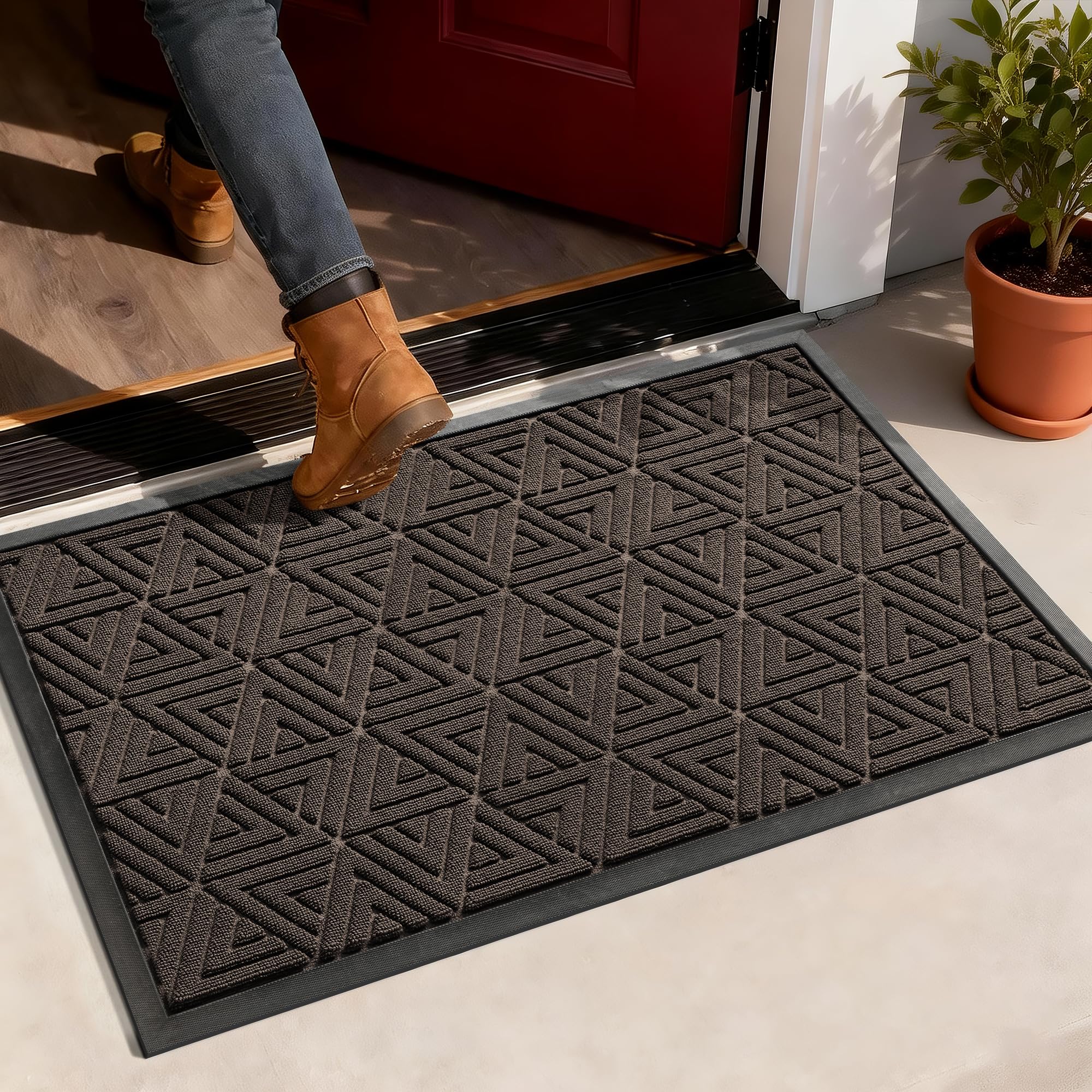 Yimobra Large Door Mat 36x24, All-Weather Waterproof Non-Slip Welcome Matt Outdoor, Heavy Duty Non Slip Doormat for Entryway for Patio and Garage