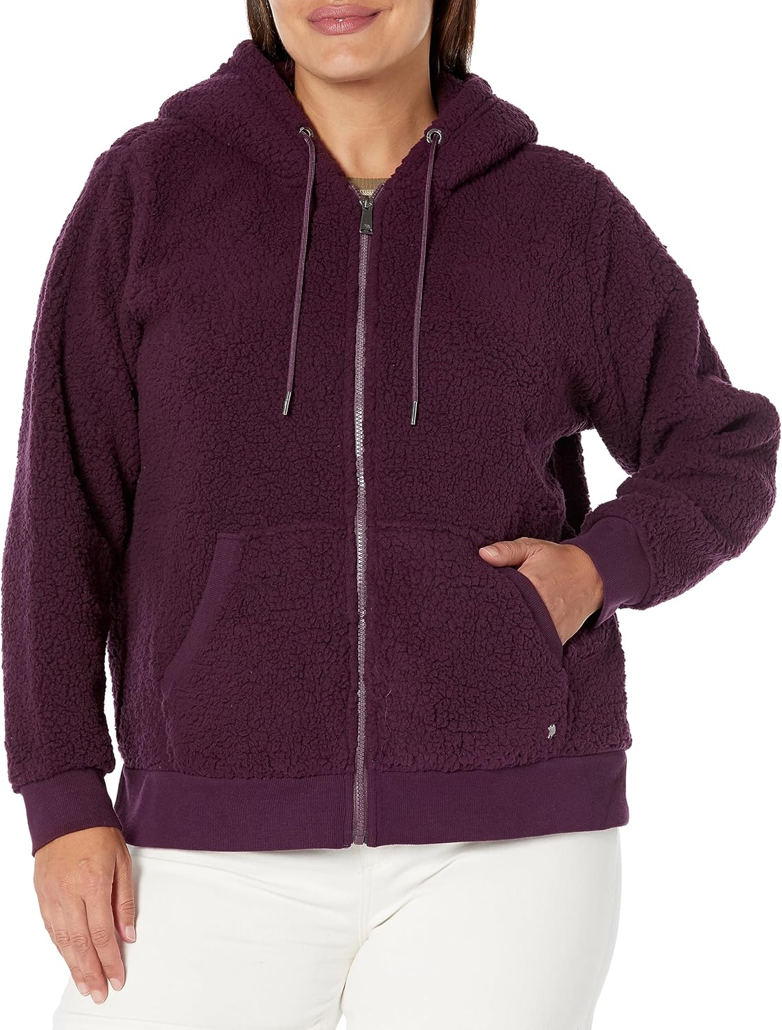 Andrew Marc womens Teddy Fleece Full Zip Hooded Jacket