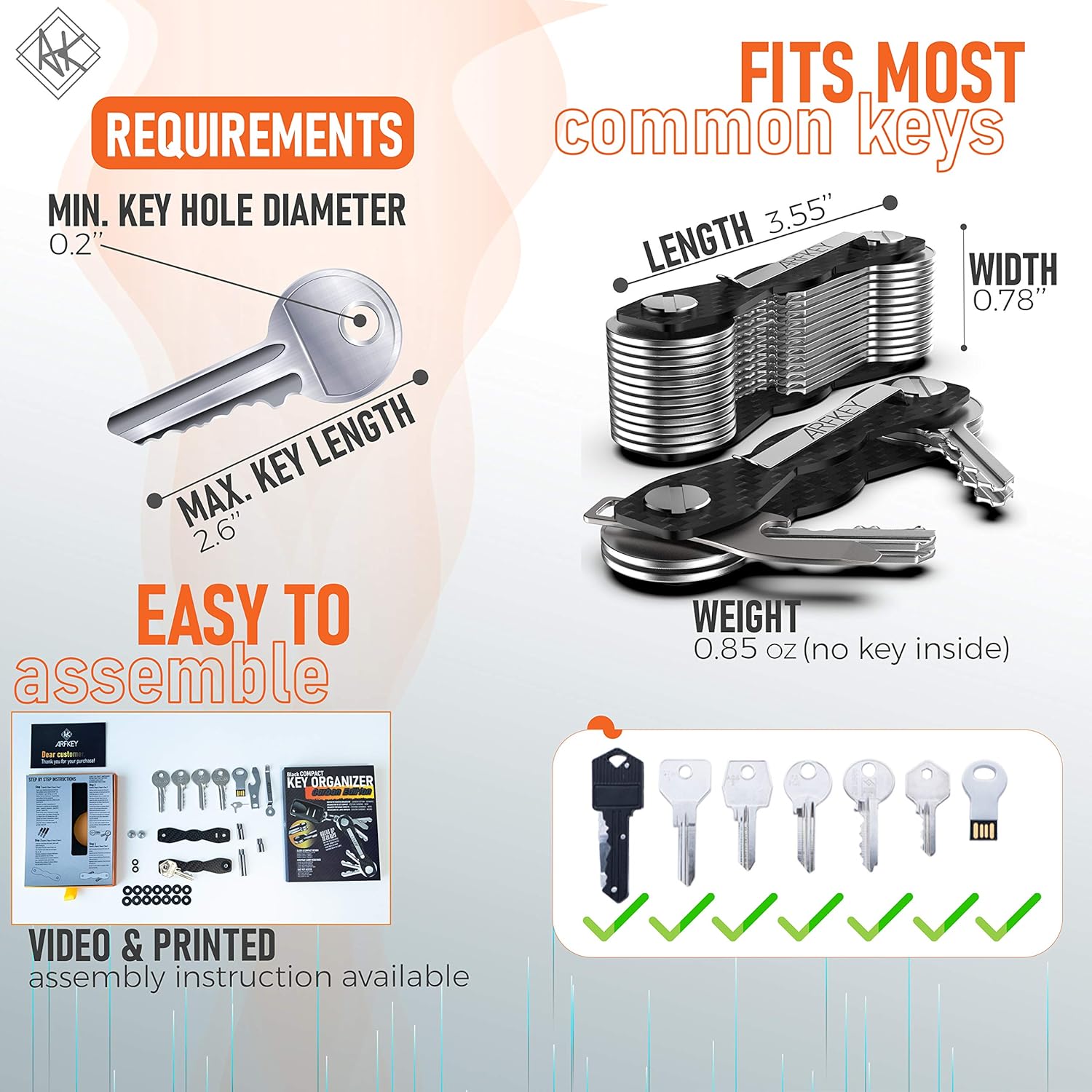 Carbon Fiber Key Organizer - Premium Heavy Duty Compact Key Holder up to 20 Keys - Multifunctional Sim & Bottle Opener + Video Instructions : Automotive