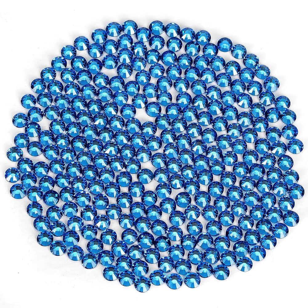 Novani Rhinestones 3000Pcs Flatback Crystal Round Loose Gemstones Glass Rhinestones for Crafts Makeup Nail Art Clothes Shoes DIY Decorations(SS6, 1.9-2.0mm,Capri Blue)
