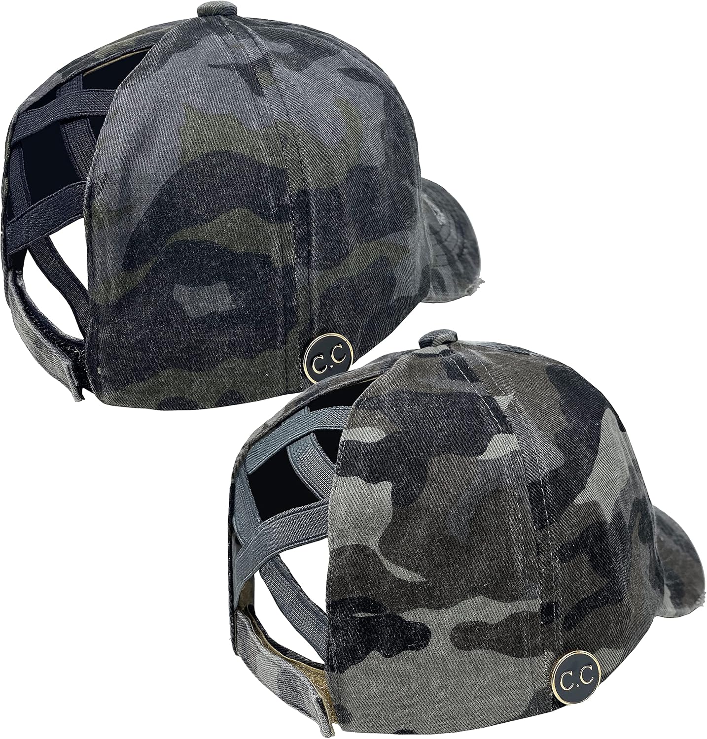 Funky Junque Criss Cross Ponytail Baseball Cap for Women - Messy Bun Hat with Hole, Distressed & Solid Styles