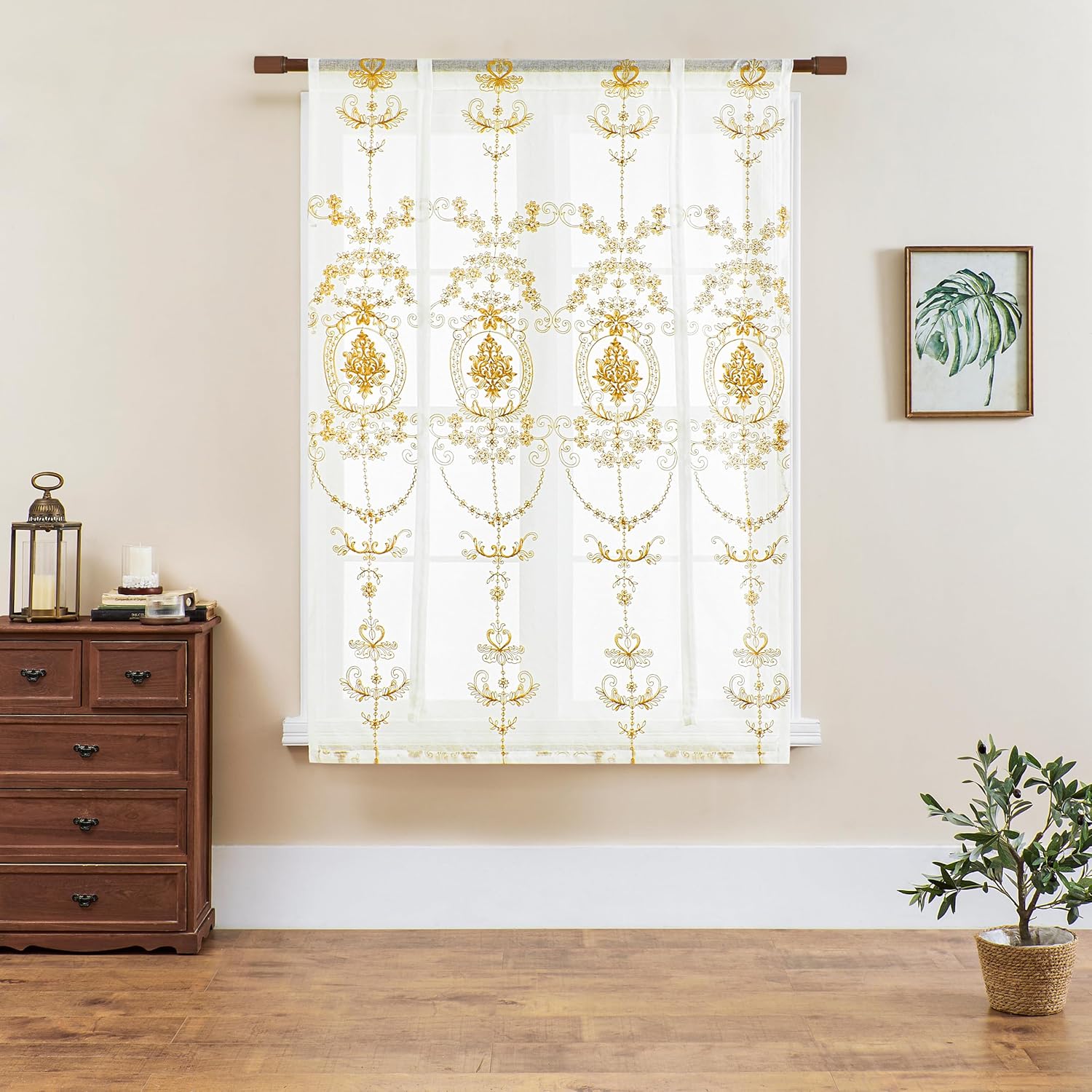 ローマンバルーンカーテン&amp;ボイルタイアップカーテン 刺繍入りシアシェードカーテン フローラルチュールシアーカーテン ロッドポ