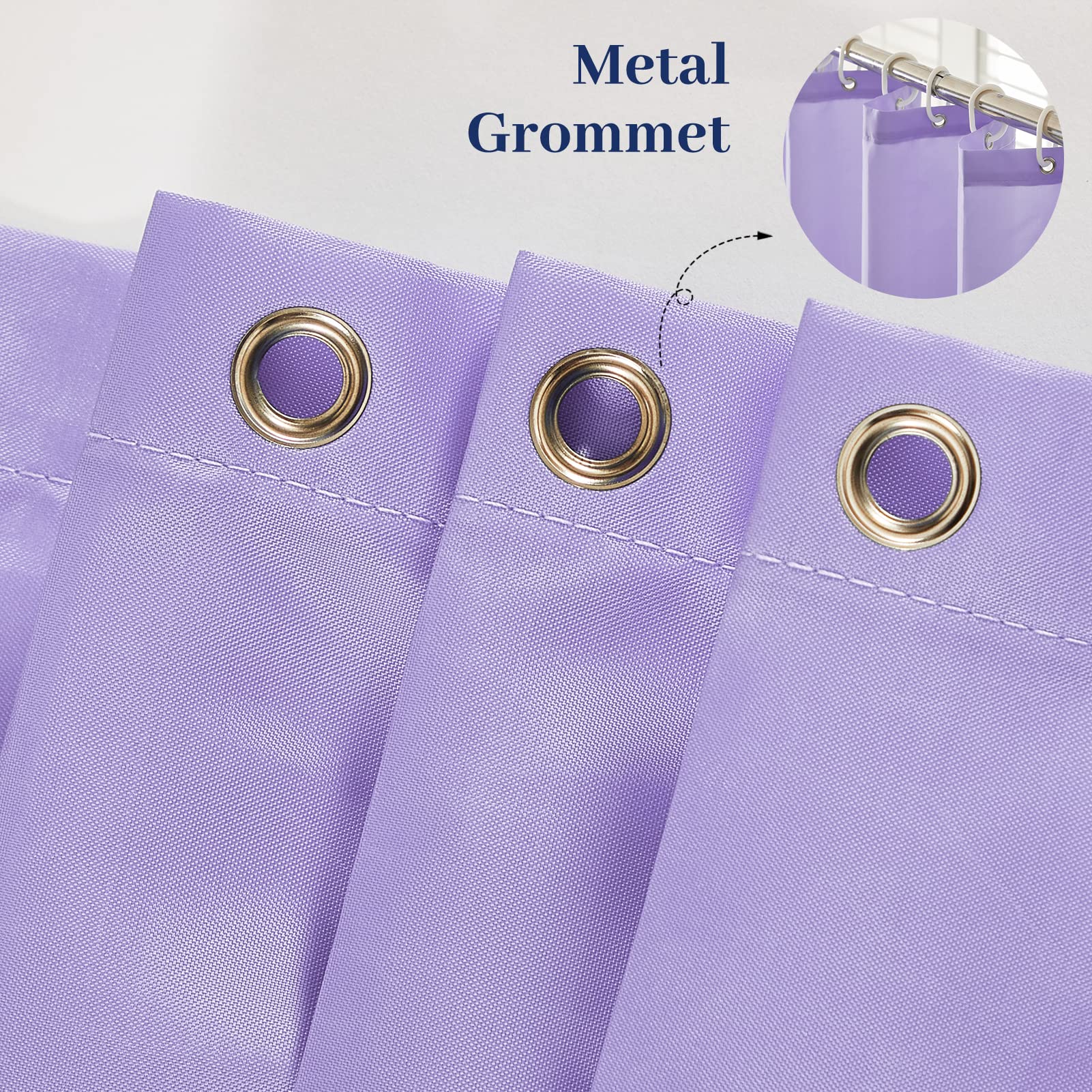 Furlinic Tenda Doccia Antimuffa Tessuto in Poliestere Grande Tende Doccia Impermeabile Lavabile Viola Tenda Vasca da Bagno con 12 Ganci 200x200cm.