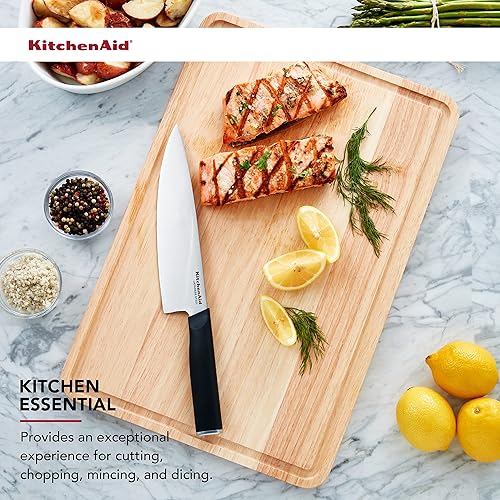 Miniatura 2 de KitchenAid Tabla de cortar clásica de madera de caucho con zanja perimetral, tabla de cortar reversible extragrande, 12 x 18 pulgadas, natural