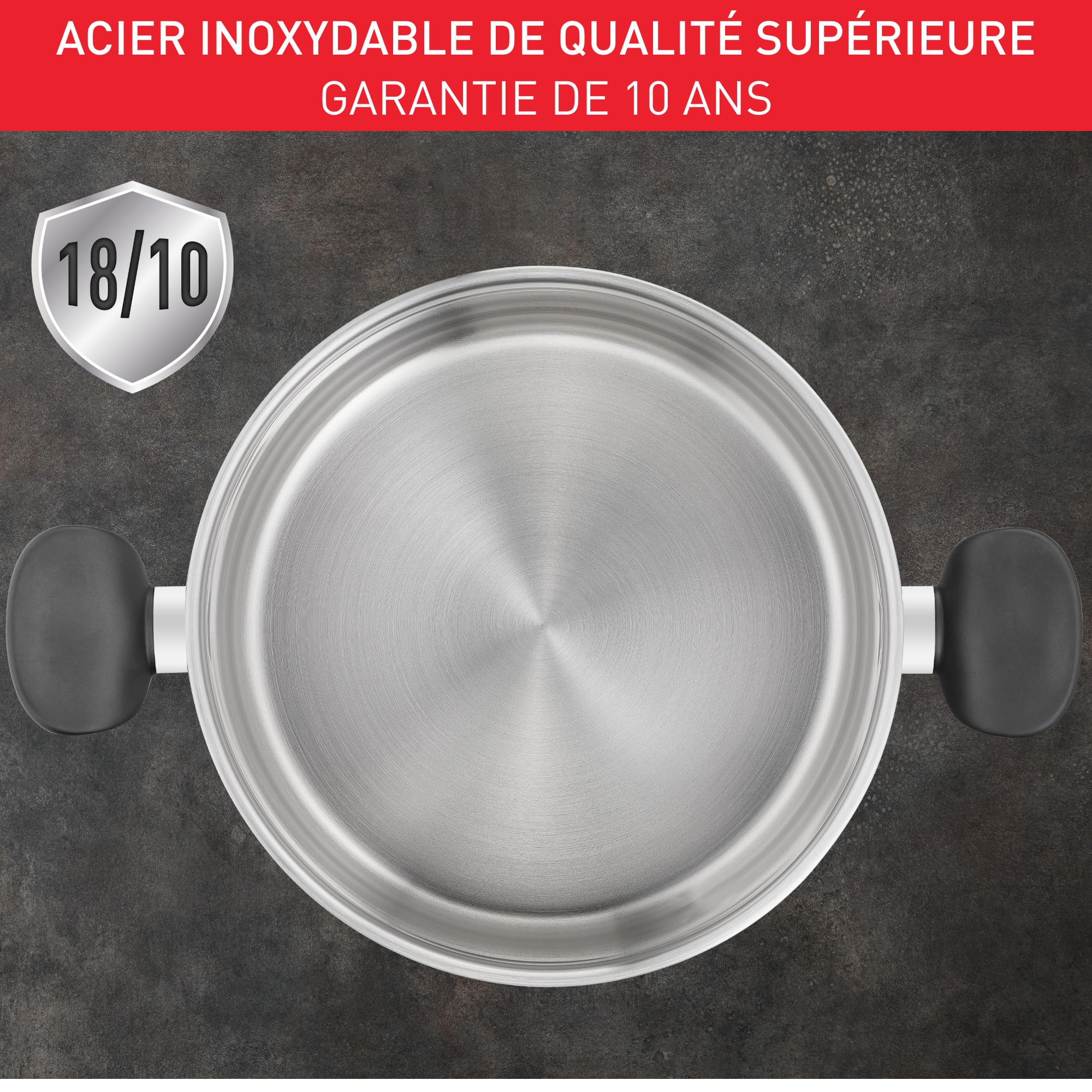 Tefal Couscoussier 24cm et panier vapeur, 4-5 personnes, Induction, panier vapeur petits trous, Couvercle en verre, 6,7L, Primary E3089504