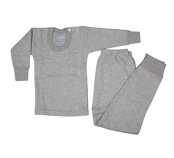 SMARTERKIDS Winter Wear Thermal Full Sleeves Body Warmer Set For Baby Boys & Girls - Grey (6 - 9 Months)