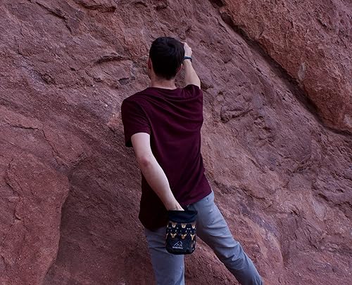 Miniatura 4 de Bolsa de tiza para escalada en roca, crossfit, levantamiento de pesas, bolsa de tiza Bouldering, apertura amplia, bolsillo grande con cremallera,