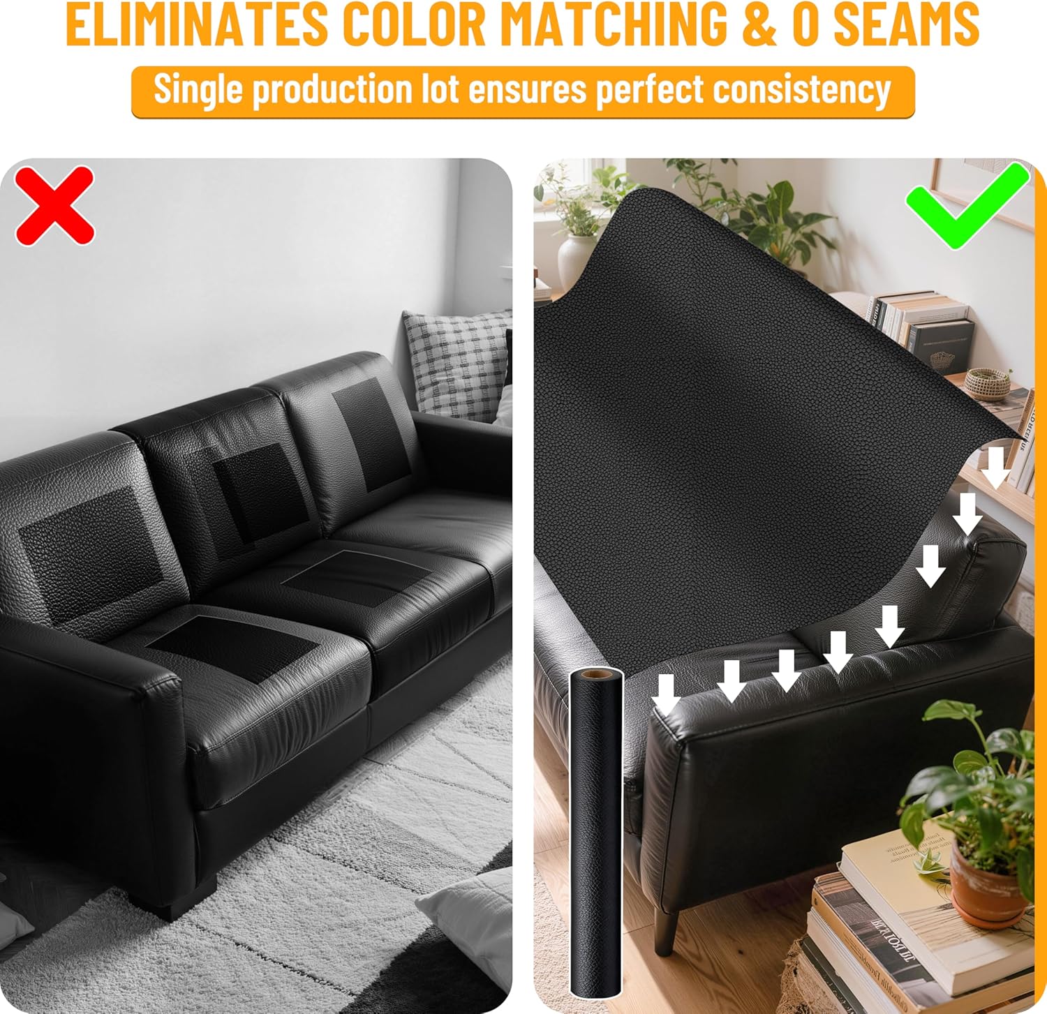 Marine Vinyl Upholstery Faux Leather: Meneng 3 Yard Roll Heavy Duty Boat Seat Vinyl Fabric - Waterproof & Scratch-Resistant for Furniture Sofa Repair