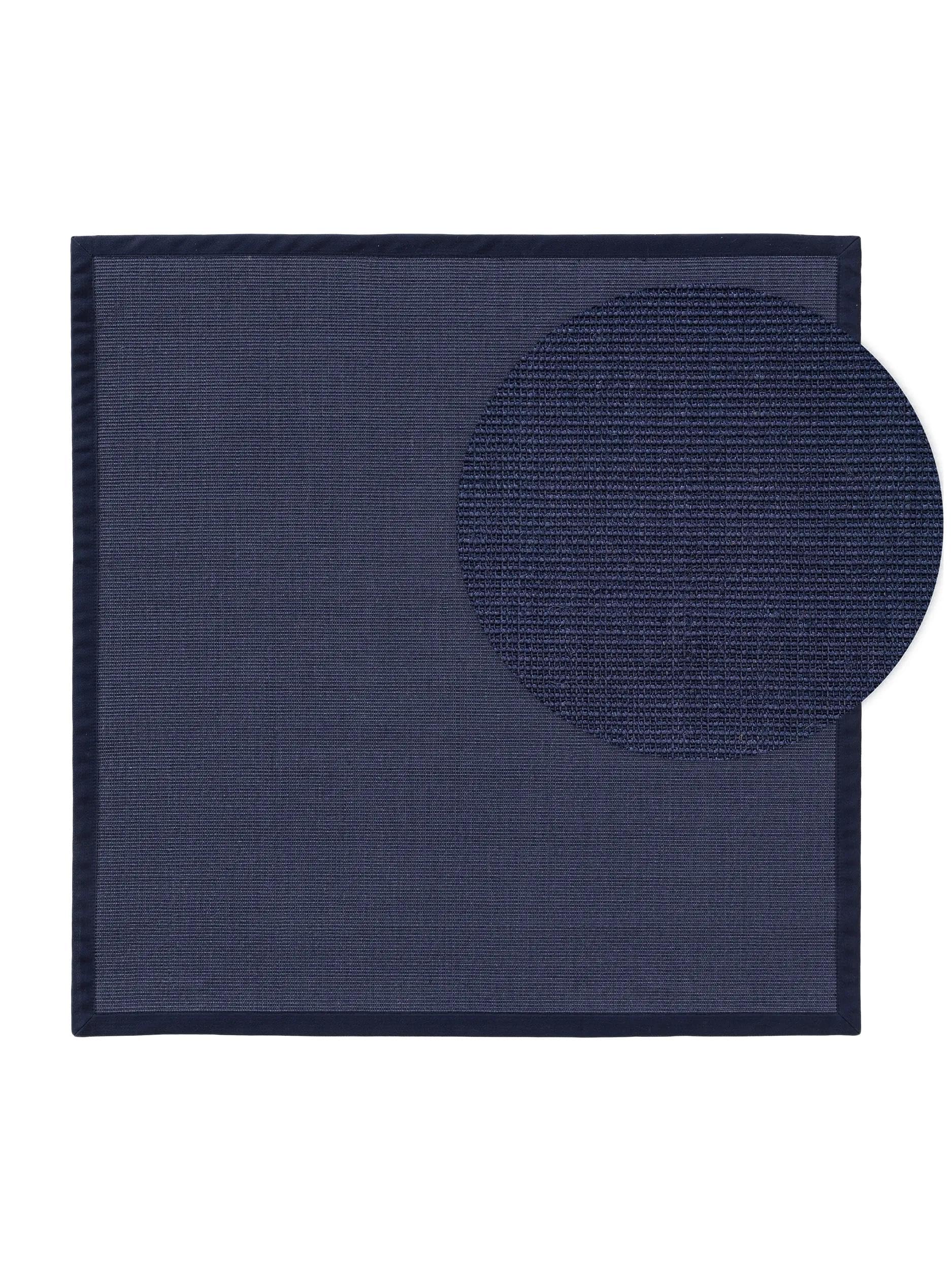 Benuta Nest Sisal Sana Tapis en Fibre Naturelle - Bleu - 150 x 150 cm - Tapis Robuste pour Salle à Manger et Salon - 100% Fibre Naturelle sisal - Design Intemporel
