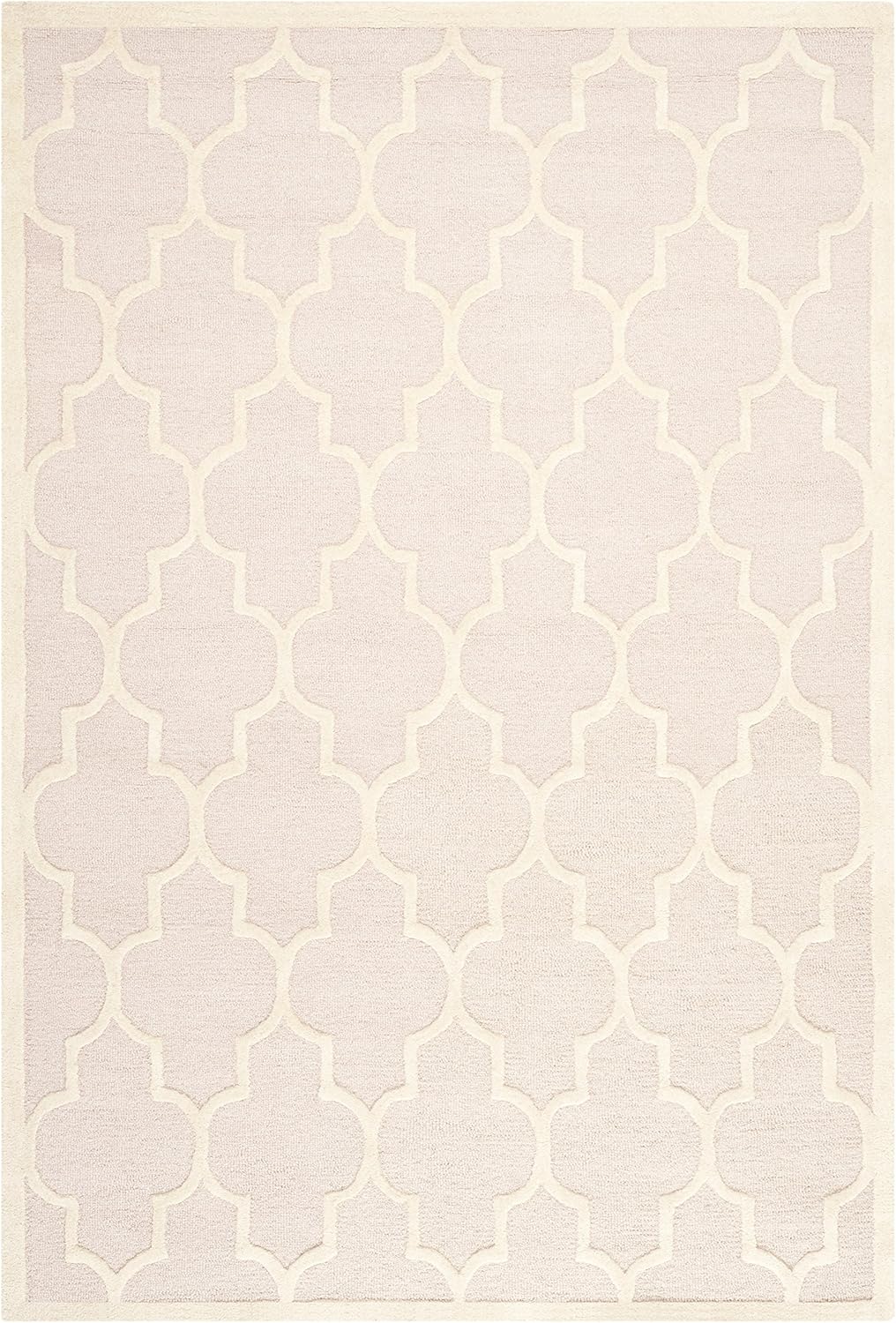 SAFAVIEH Cambridge Collection Area Rug - 6' x 9', Light Pink & Ivory, Handmade Moroccan Trellis Wool, Ideal for High Traffic Areas in Living Room, Bedroom (CAM134M)