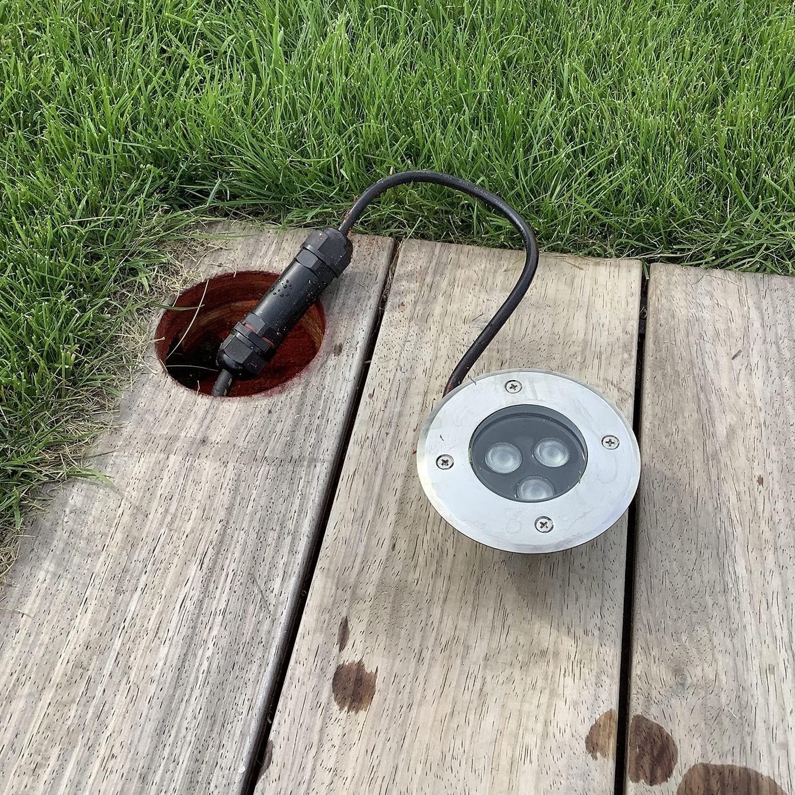 Generisch Lampa ogrodowa LED, 4 sztuki, ultra cienkie, wodoszczelne lampy LED do zabudowy w podłodze, 3 W, reflektor do zabudowy, do ogrodu, na podwórko, taras – oświetlenie zewnętrzne IP67 (żółta, 12