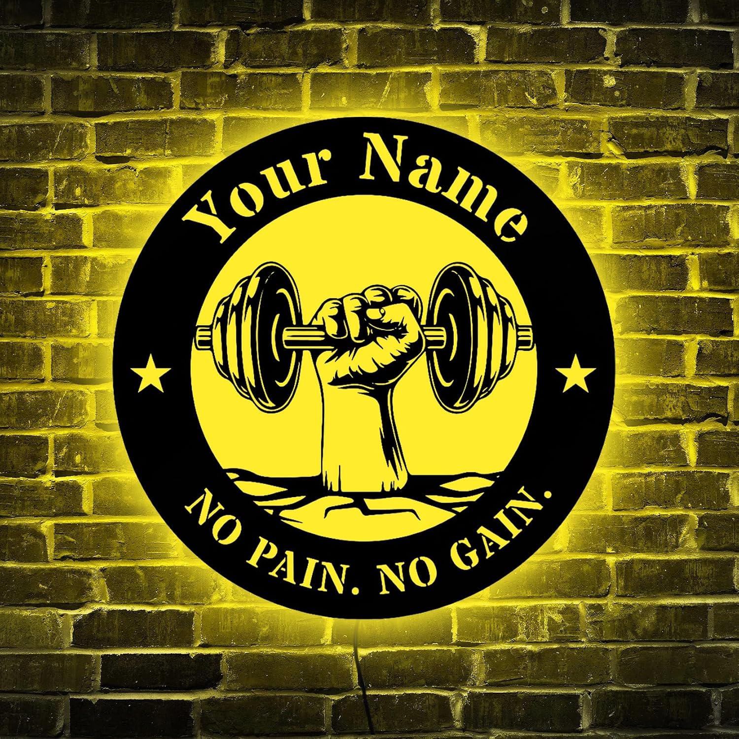 Custom Metal Gym Dumbbell Neon Sign, Black Custom Personalized Home Fitness Gym Sign, Wall Decor, Wall Art Sign