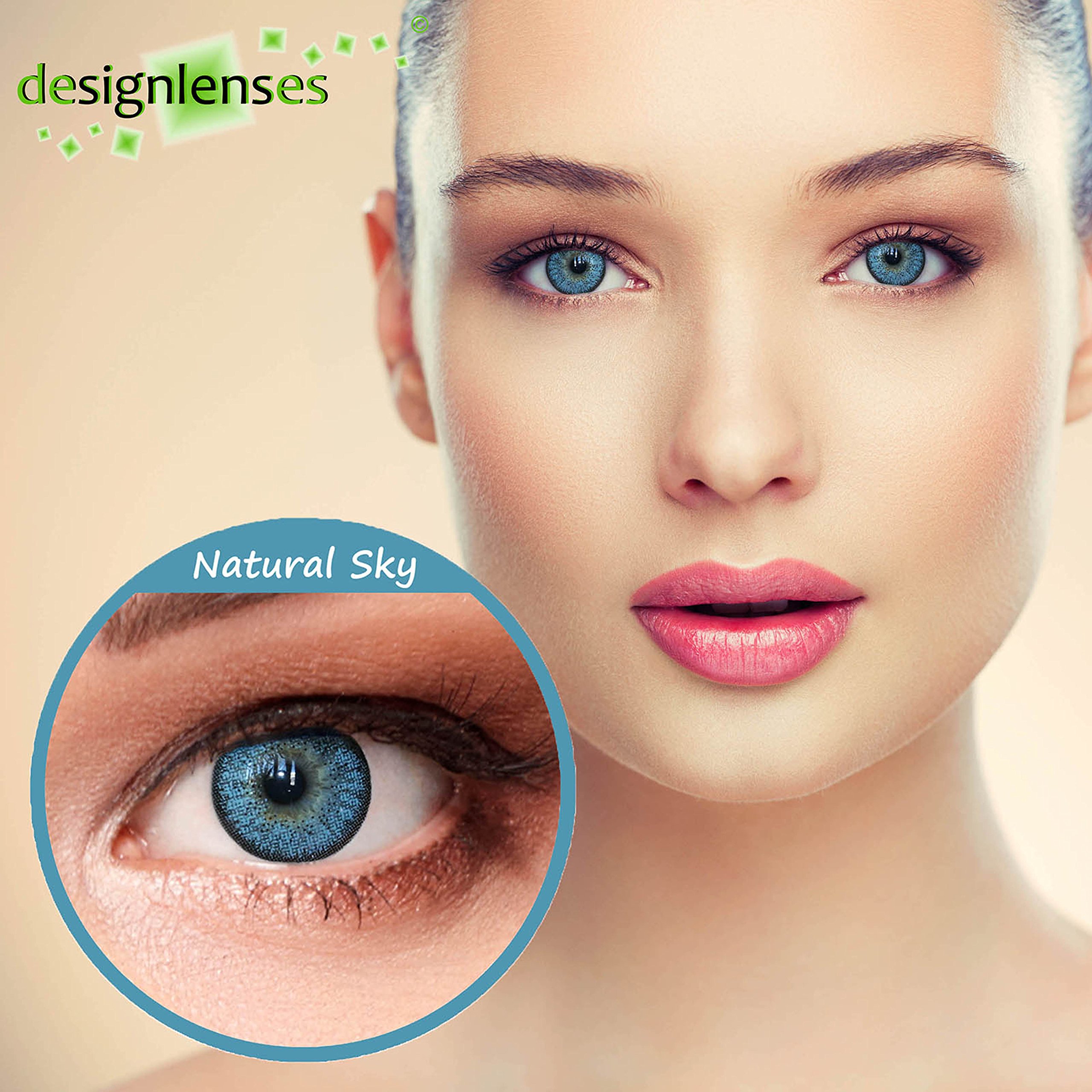 Dos lentillas de color Cielo Azul para un aspecto muy natural de tres meses sin dioprtías/corregir + gratis caso de lente „Natural“ (Cielo Azul)
