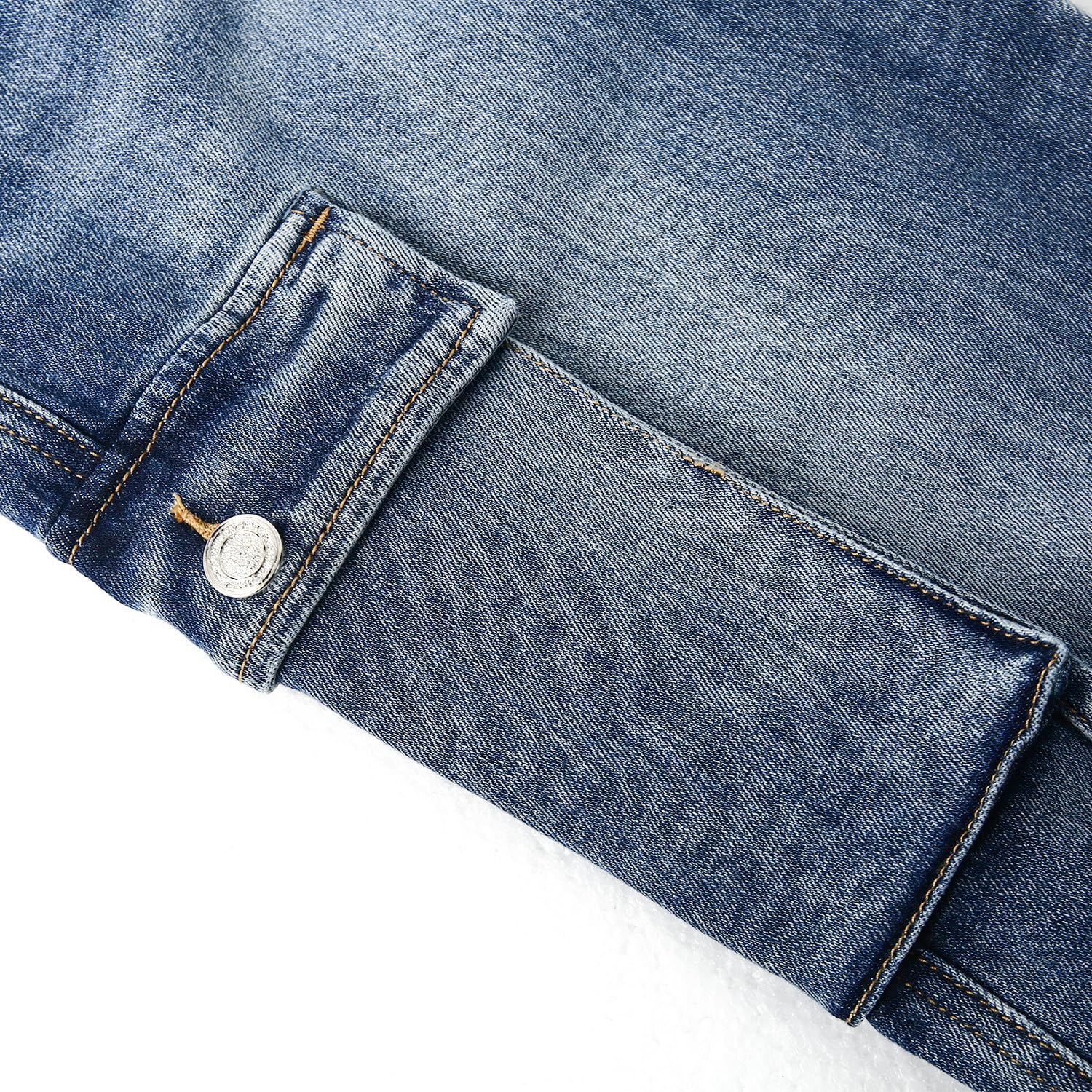 KIDSCOOL SPACE Jeans cargo da ragazza, gamba larga, elasticizzati, in denim, con 6 tasche reali