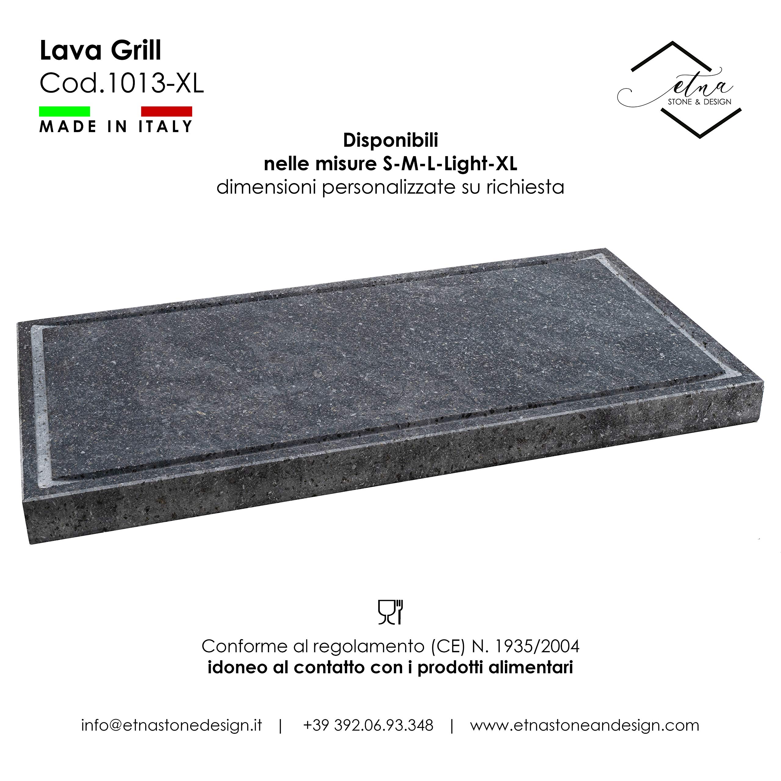 Lava Grill - Parrilla de piedra volcánica Etna, placa pulida, 60 x 30 cm, para horno y barbacoa, cocción de carne, pescado, verduras y pizza Etna Stone & Design (XL)