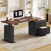 75.5 Electric Standing Desk with Drawers Corner Desk Black