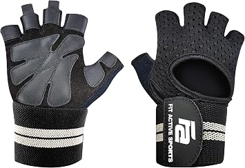 Fit Active Sports New Grip 2.0 Ventilated Weight Lifting Workout Gloves with Wrist Wraps for Gym Exercise, Weightlifting, Pull Ups - for Men & Women