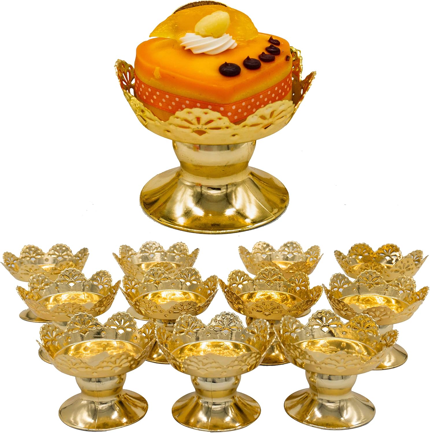 Cupcake and Dessert Stand, Gold, Standard Size (12 Pieces)