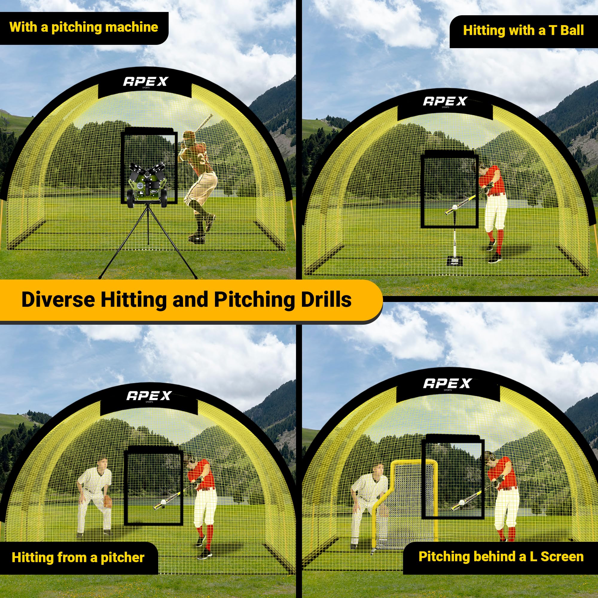 Apex Sports Portable 22ft x 12ft x 8ft Baseball & Softball