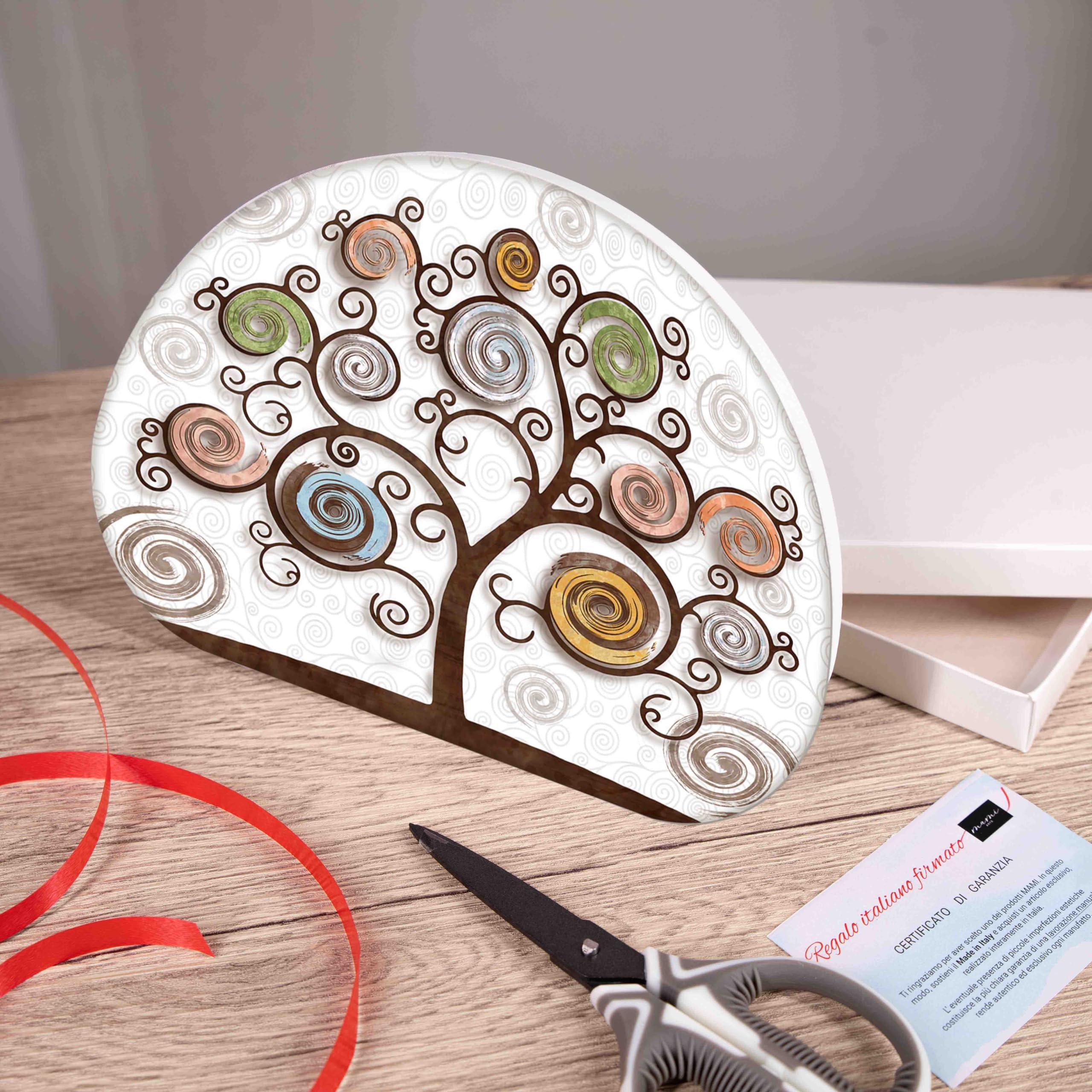 Lupia - Bomboniera con Scatola Bianca Quadro in Legno Memory Albero della Vita Tree White 29x42 cm, Idea Regalo per Matrimonio Cresima Comunione Battesimo Anniversario Compleanno
