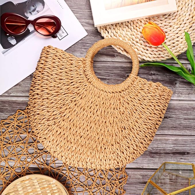 Frienda Bolso Tote de Paja Hecho a Mano para Mujer miniatura 6
